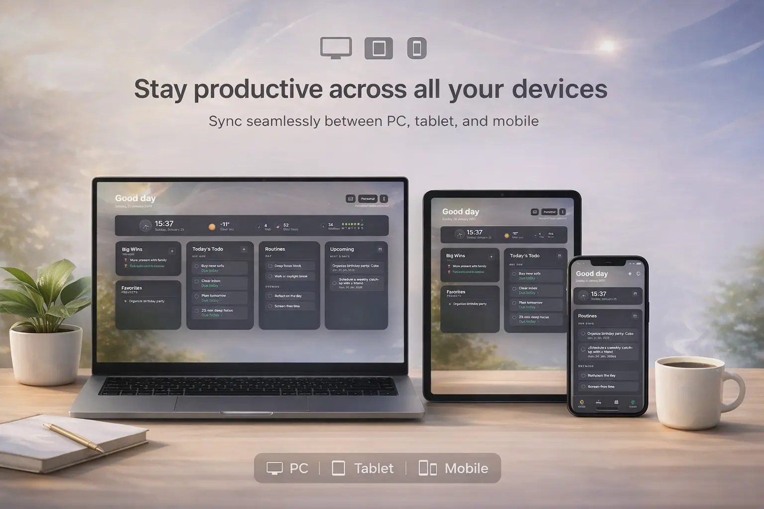 EasyLife.ai cross-platform productivity — stay productive across desktop, tablet and mobile devices