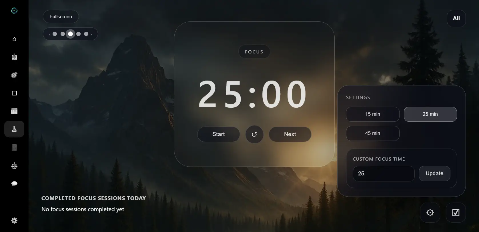 EasyLife.ai focus timer countdown — protecting deep work time with visible progress