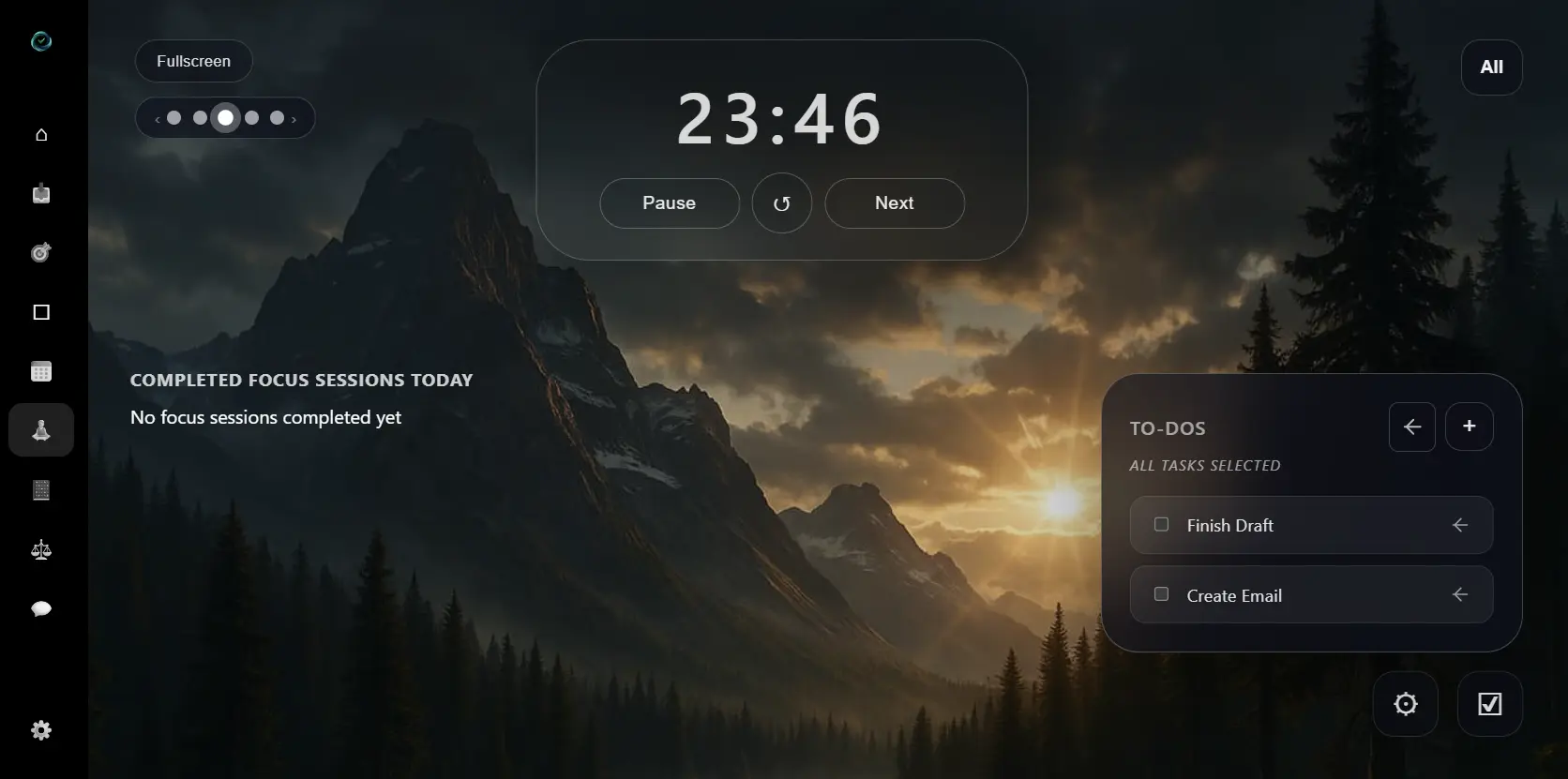 EasyLife.ai focus timer running — uninterrupted concentration with calming nature background