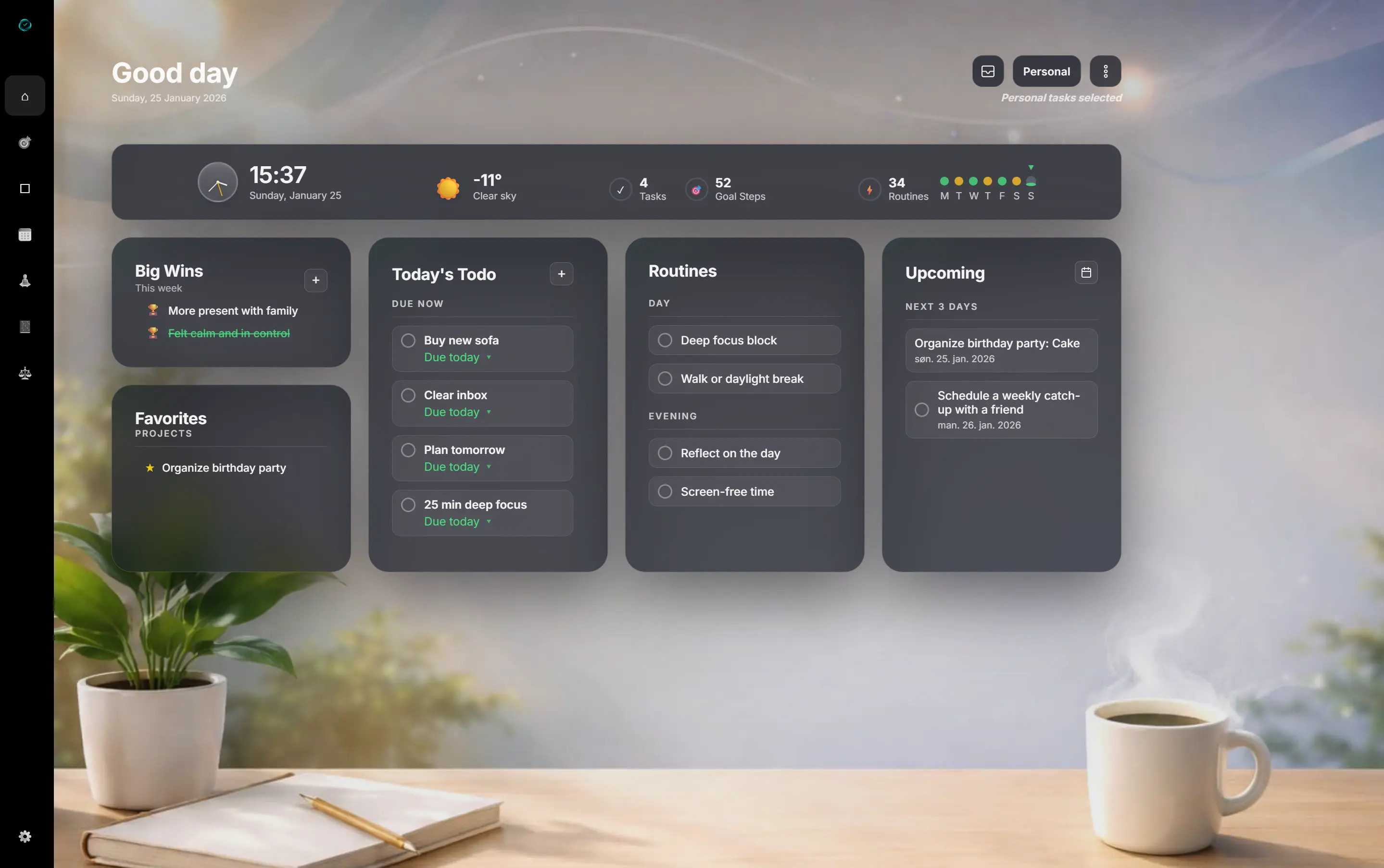 EasyLife Dashboard — track daily progress at a glance