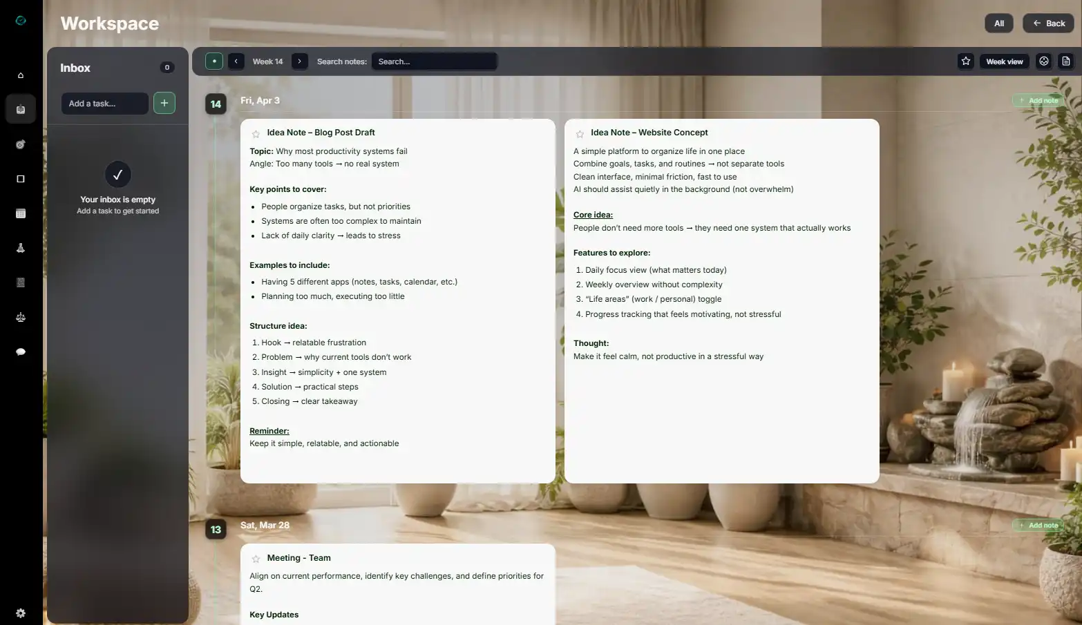 Quick notes with color coding and categories