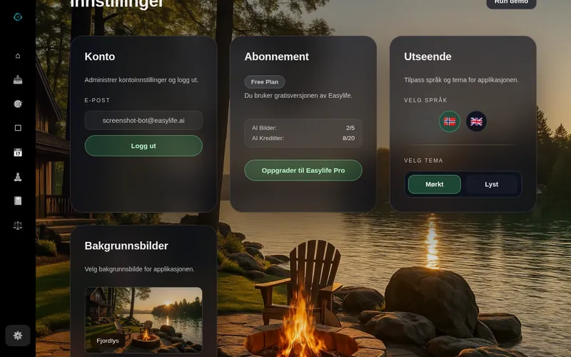 Account card in EasyLife settings showing email address and logout button