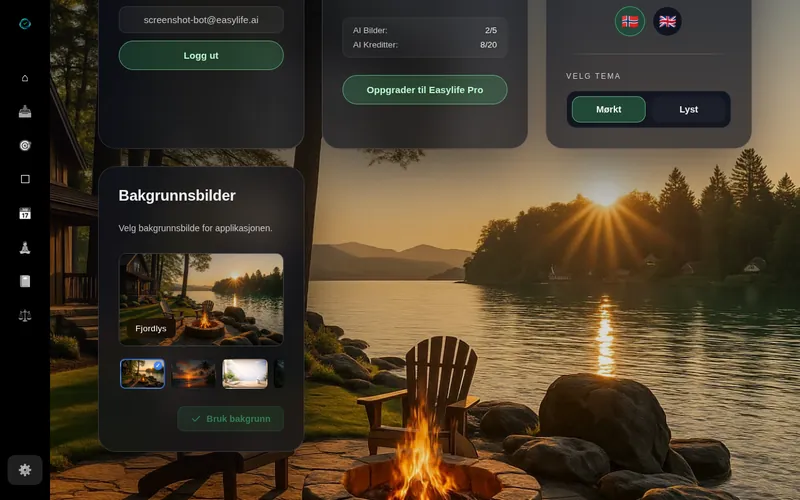 Background images card with large preview area, thumbnail strip and apply button