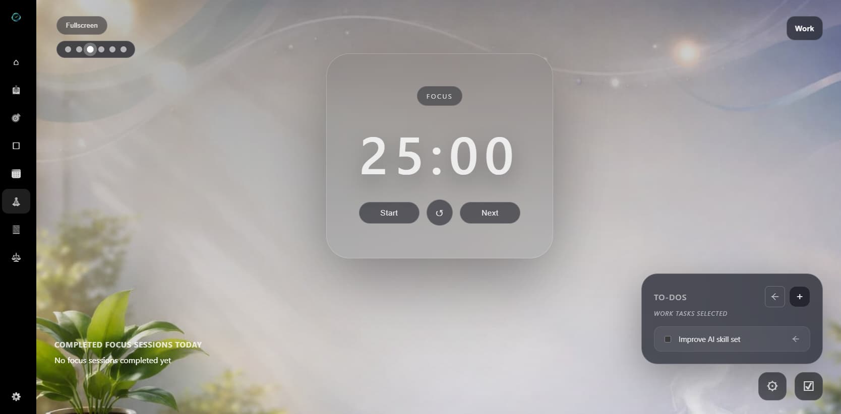 Focus mode task timer in EasyLife.ai