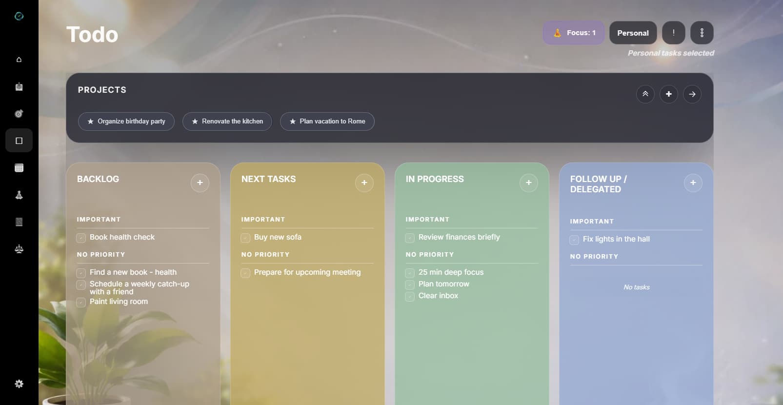 Simple, Pro and Week views for task management in EasyLife.ai