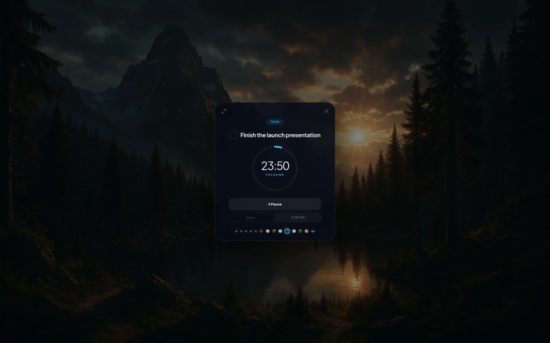 EasyLife.ai focus timer countdown — protecting deep work time with visible progress